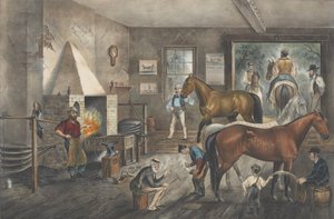 Rachaduras trotando na Forja, 1869., 1869. Criadores: Nathaniel Currier, James Merritt Ives, Currier e Ives. de Currier and Ives