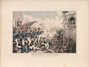 Batalha de Monterey / Os americanos forçando o seu caminho para a praça principal, 23 de Setembro de 1846 de Nathaniel Currier