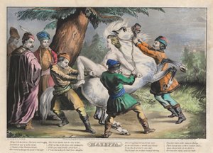 Mazeppa: Prato 1 do conjunto de Quatro (4) Pratos (Amarrados a um Cavalo) de Nathaniel Currier