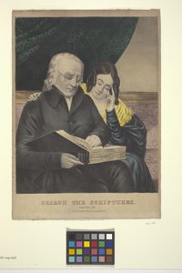 Pesquisar as Escrituras (litografia colorida à mão)
