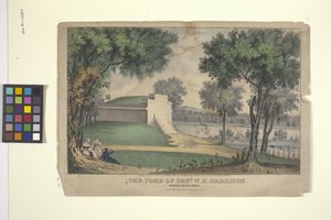 A Tumba de Genl. W. H. Harrison (litografia colorida à mão) de Nathaniel Currier