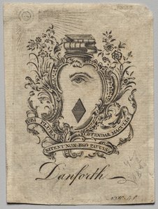 Bookplate: Brasão de armas com Danforth inscrito de Nathaniel Hurd