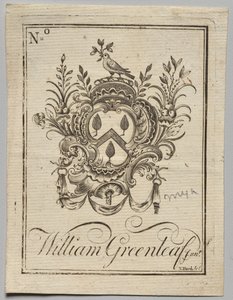 Bookplate: Brasão de armas com William Greenleaf Jun.r inscrito
