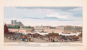 Vista do século XVIII de Paris, França (gravura)