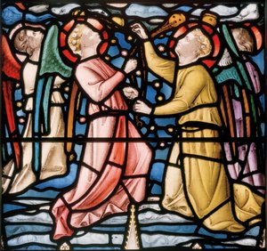 Três Anjos Censurantes, detalhe de Cristo em Majestade, c.1863 (vitral)