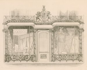 Frente de loja para os senhores Saunders e Woodley, estofadores, Regent Street, Londres