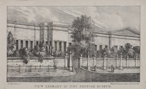 Vista da nova biblioteca do Museu Britânico, c.1830 (litho) de Nathaniel Whittock