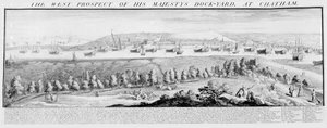 A perspectiva ocidental de seu ancoradouro em Chatham, 1738