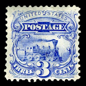 3c Steam Locomotive reedição single, 1875. de National Bank Note Company