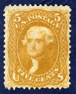 5c Jefferson solteiro, 1861. de National Bank Note Company
