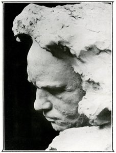 Perfil facial de Ludwig van Beethoven (1770-1827), detalhe de um busto de bronze de Naum Aronson