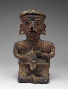 Figura masculina, Parte do casal sentado, 300 BC-AD 300 (terracota com escorregamento)