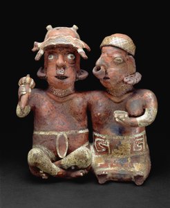 Casal sentado unido, 200 B.C- 300 AD (cerâmica e pigmento)