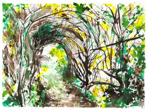 Arbour archway, 2025 (tintas e tinta acrílica sobre papel de aguarela) de Neale Osborne