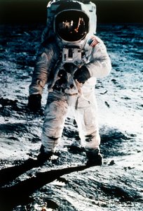 Buzz Aldrin na Lua, missão Apollo II, julho de 1969.