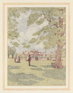 Palácio de Kensington a partir dos jardins (litografia a cores)