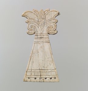 Frontal de cavalo entalhado esculpido na forma de uma palmeira florida, voluta, séculos 9 a 8 a.C. (marfim) de Neo Assyrian