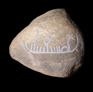 Grafite neolítico sueco representando um navio. Stockholm Historiska Museet Suede