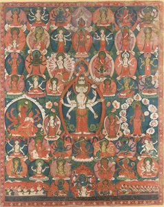 Um Paubha de Avalokiteshvara de onze cabeças