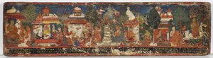 Capa do manuscrito budista (wc opaco na madeira) de Nepalese School