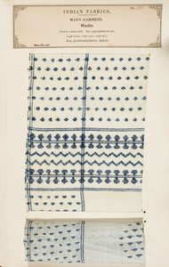Amostra de musselina de Kathamandoo no Nepal, da Coleção dos Fabricantes Têxteis da Índia, de John Forbes Watson, publicada em 1866 de Nepalese School