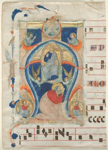 Fragmento de um Antifonário com Inicial Historiada (A): Cristo em Majestade