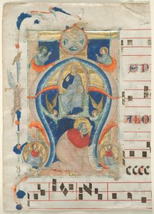Fragmento de um antifonário com inicial historiada A: Cristo em Majestade, 1308.