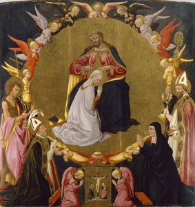 A Coroação da Virgem com Anjos e Quatro Santos, c.1470-75 (têmpera e folha de ouro no painel)