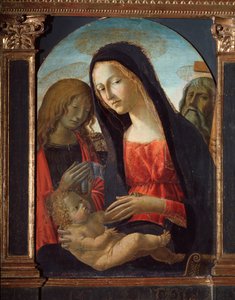 Virgem com menino e santos João Batista e André Apóstolo - Pintura de Neroccio di  Landi