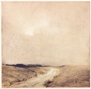 Yorkshire Moorland (lápis e aquarela sobre papel colado em cartão)