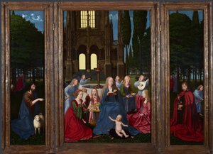 A Virgem e o Menino com Santos e Anjos em um Jardim, c. 1500 de Netherlandish Master