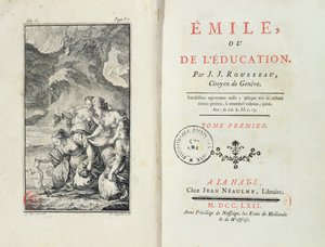 Frontispício de Emile por Jean-Jacques Rousseau, 1762