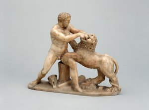 Hércules lutando com o Leão Nemean (alabastro) de Netherlandish School