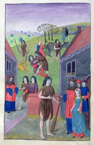 Ms 324 f.91 v. Hercules luta contra Achelous e pega o touro pelo chifre, 1479 de Netherlandish School