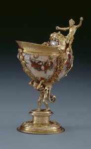 Taça Nautilus, c.1560 (prata banhada a ouro, nautilus e madrepérola pintada)
