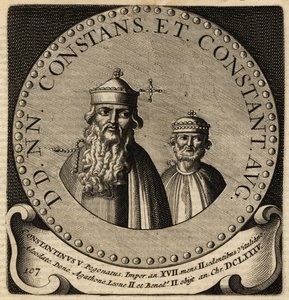 Retrato dos imperadores bizantinos Constans II e Constantino IV. de Netherlandish School