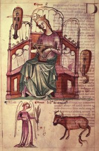 Sloane 3983 fol.42v Vênus tocando um saltério, de 