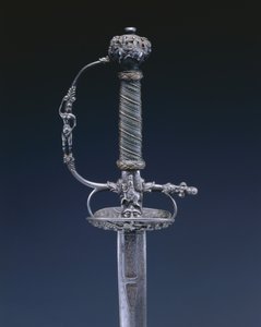 Espada pequena, c.1650-60 (aço, madeira e fio de cobre) de Netherlandish School