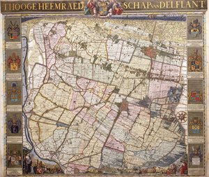Mapa de parede de Delftland, 1712 de Netherlandish School