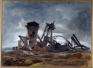 "The well of the mine" 1915 (aguarela) de Neville Stephen Lytton