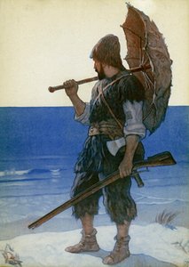 Ilustração para Robinson Crusoe (cor litho)