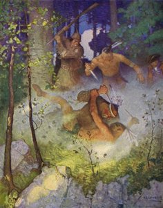Ilustração para The Last of the Mohicans (cor litho)