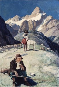 Heidi, 1940 (óleo no painel do Renascimento) de Newell Convers Wyeth