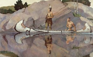 Índios em uma canoa de Newell Convers Wyeth