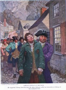 Johnnys derrotou na doca: Ele apoiou Johnny pela pista. Os outros seguiram chamando obscenidades em tons de baixa malignidade, 1928 de Newell Convers Wyeth
