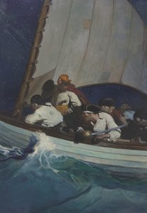 "Oh, os homens de Morgan andam à vossa procura; e o Barba Negra - o Bucaneiro!..." de Newell Convers Wyeth