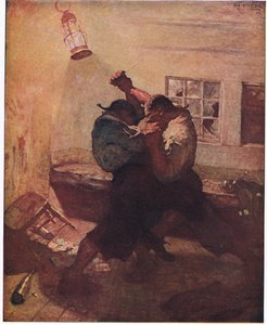 A luta na caverna: Ele me mostrou Mãos e seu companheiro juntos em uma luta mortal de Newell Convers Wyeth