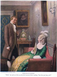 Com Eve em Londres! Bem, ela disse como se fosse o primeiro momento do encontro deles, como você tem sido senhor , 1928 de Newell Convers Wyeth