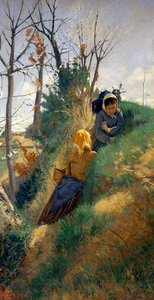 Cena pastoral, de Niccolo Cannicci (1846-1906), óleo sobre tela, 72x38 cm