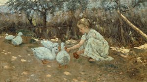 O pequeno rebanho de ganso, cerca de 1892, de Niccolo Cannicci (1846-1906), óleo sobre tela, 40,5x70,5 cm.